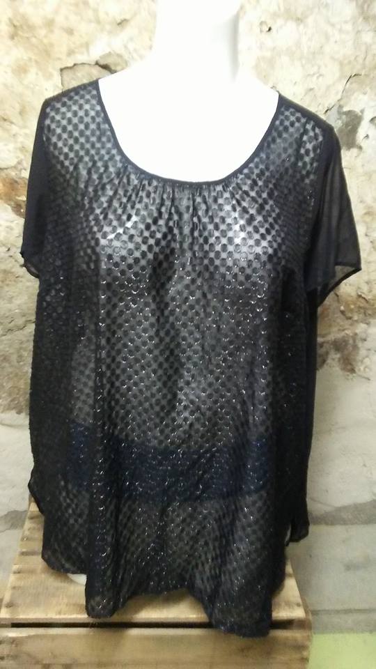 Blouse noire transparente 3XL