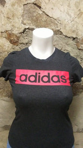 T-Shirt gris foncé et rose Adidas L
