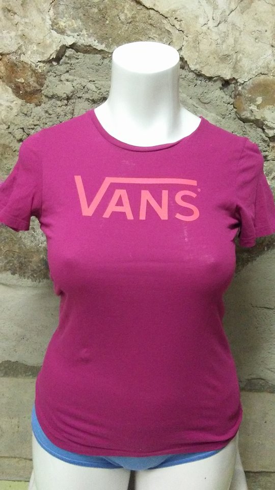 T-Shirt mauve avec logo rose Vans XL